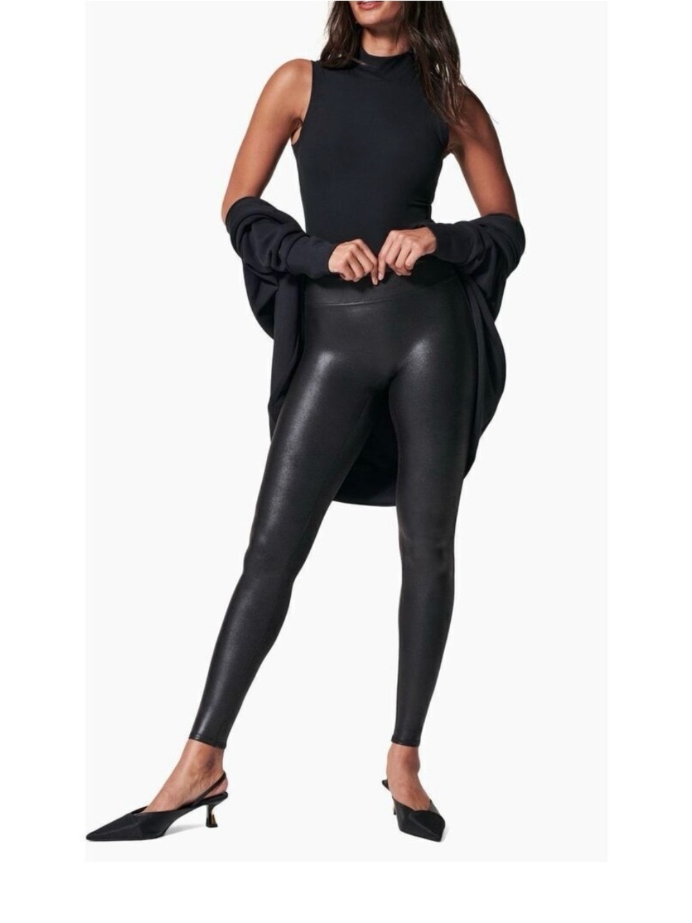 SPANX Faux-Leather High-Rise Leggings - Black